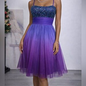 Adrianna Papell Purple and Blue Sequin Dress